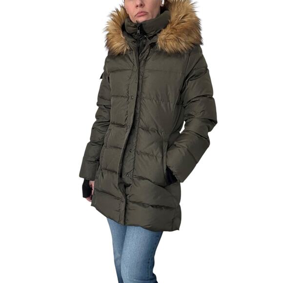 S13 DOWN PUFFER COAT WITH HOOD WATER RESISTANT WINDPROOF WOMEN SIZE SMALL - Picture 2 of 16